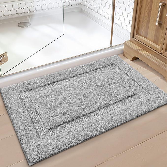 LUMI Ultra Soft Bathroom Rugs Non Slip with Rubber Backing, Absorbent Washable Bath Mat Quick Dry, Upgraded Premium Microfiber Plush Carpet for Bathtub and Shower Floor, Grey, 24x36 - ModernBath