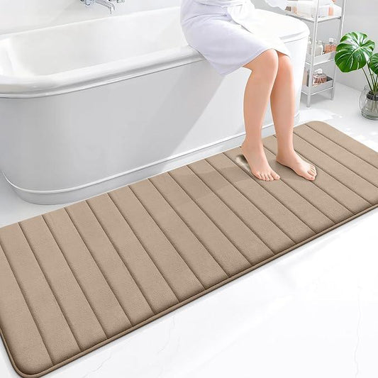 OLANLY Memory Foam Long Bathroom Rugs Runner 70x24, Super Soft Absorbent Bath Mat, Quick Dry, Machine Washable Shower Floor Rugs, Bathmat Carpet, Bathroom Home Decor Accessories, Tan - ModernBath