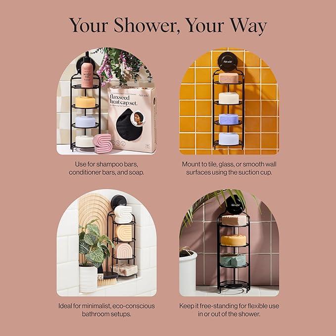 Kitsch Hanging Shower Caddy with Suction Cup – Self-Draining Bar Soap Holder & Shower Caddy for Shampoo Bars, Conditioner Bars & Soap – Rust Proof, Eco-Friendly, Wall Mount or Free-Standing Organizer - ModernBath
