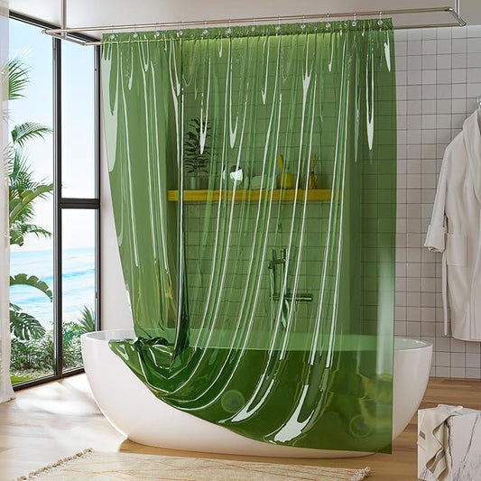 Titanker Shower Curtain Liner, Plastic Shower Liner PEVA 72 x 72 Lightweight Waterproof Shower Curtains for Bathroom with Magnets and Grommets, Dark Green - ModernBath