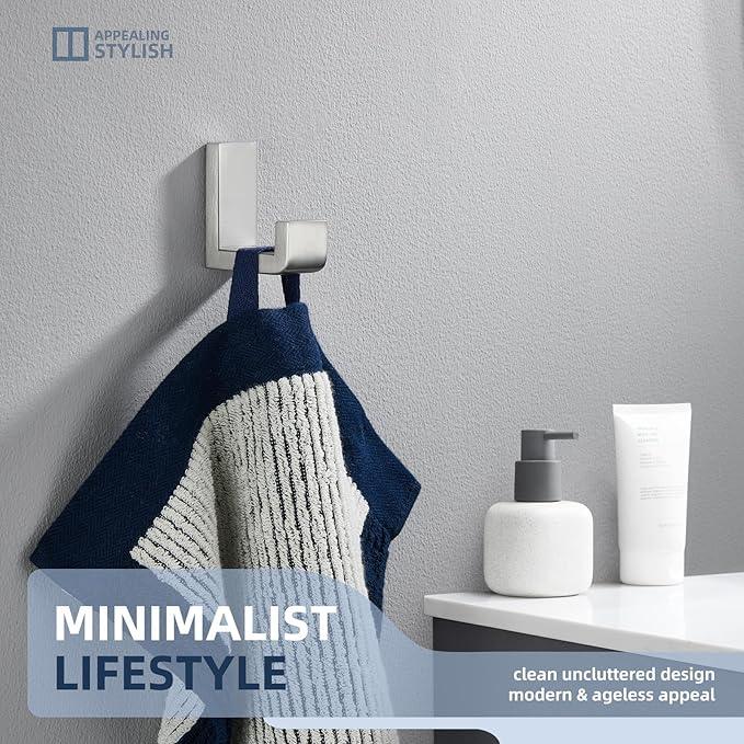Angle Simple Towel Hook for Bathroom, SUS 304 Stainless Steel Shower Robe Coat Hook for Wall, Brushed Nickel - ModernBath