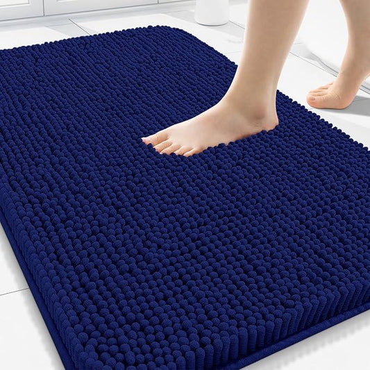 Arotive Bathroom Rugs 30x20, Extra Soft Absorbent Shaggy Chenille Bath Rugs, Machine Washable Rubber Backing Non-Slip Bath Mats for Bathroom Floor Tub and Shower, Home Decor Accessories, Navy - ModernBath