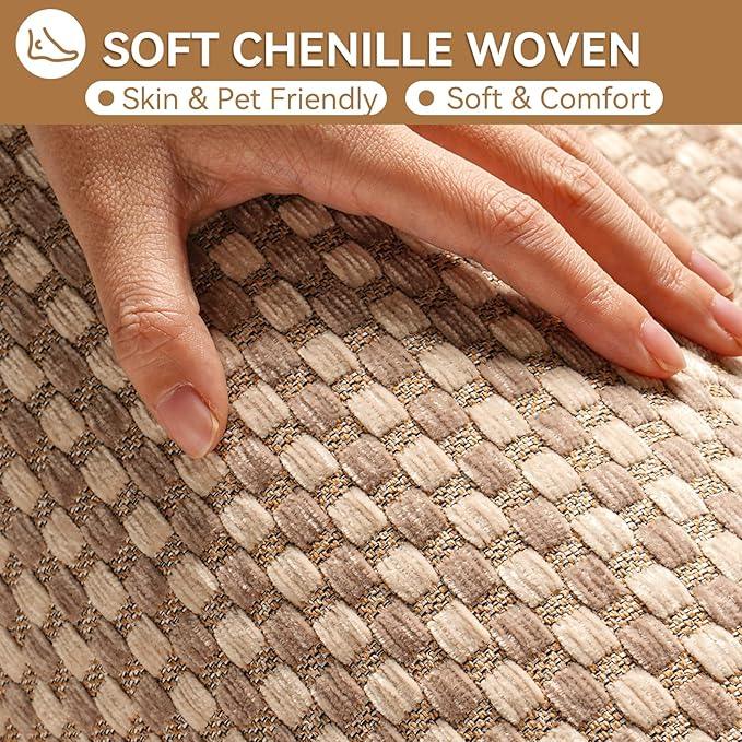 YDKGL Bath Mat Bathroom Rugs Non Slip Washable, Soft Braided Ultra Thin Bath Mat, Super Absorbent Quick Dry Bath Rug Shower Mat, Rubber Backing, Fit Under Door Bathroom Floor Tub, Brown 20" x 31" - ModernBath