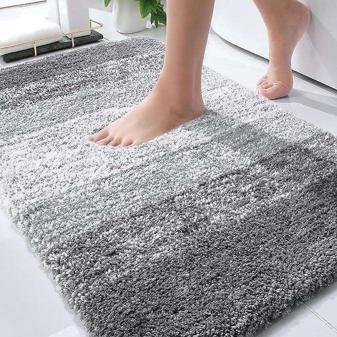 OLANLY Bathroom Rugs Mat 34x21, Extra Soft Absorbent Microfiber Bath Rugs, Rubber Backing, Quick Dry, Machine Washable Bath Mats for Bathroom Floor, Tub and Shower, Home Decor Accessories, Grey - ModernBath