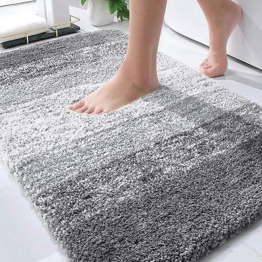 OLANLY Bathroom Rugs Mat 34x21, Extra Soft Absorbent Microfiber Bath Rugs, Rubber Backing, Quick Dry, Machine Washable Bath Mats for Bathroom Floor, Tub and Shower, Home Decor Accessories, Grey - ModernBath