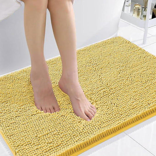 Smiry Luxury Chenille Bathroom Rugs 36x24, Extra Soft and Absorbent Shaggy Bath Mat, Machine Washable, Non-Slip Plush Carpet Runner for Tub, Shower, and Floor, Home Decor Accessories, Yellow - ModernBath