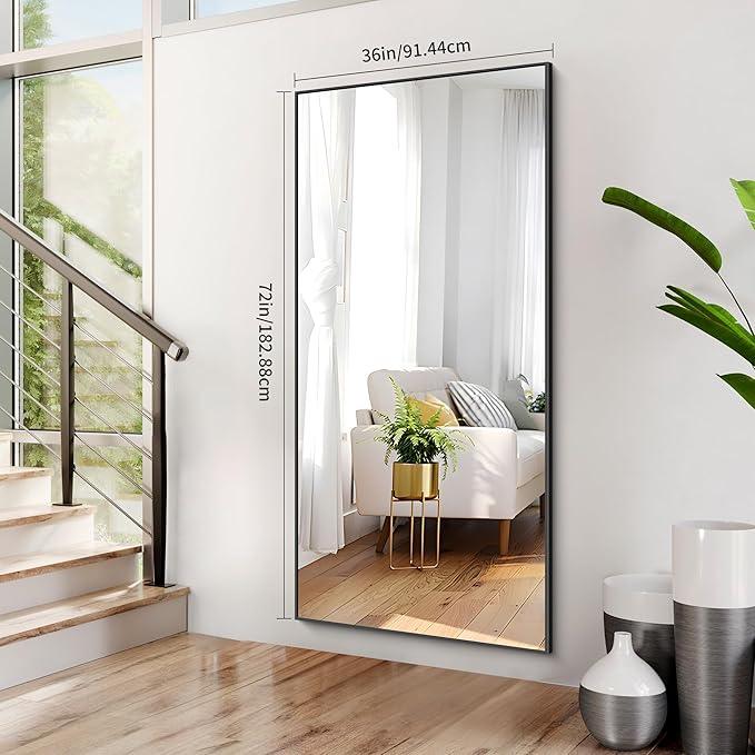 COFENY 36x72inch Bathroom Mirror, Black Rectangle Mirror with Thin Metal Frame, Large Rectangular Wall Mirrors for Bathroom, Living Roomm, Hair Salon, Big Farmehouse Mirror Hang Horizontal/Vertical - ModernBath
