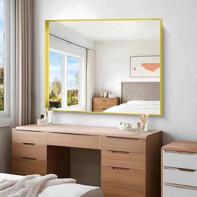 NIMURY Gold Bathroom Mirror, 40x48 Inch Rectangular Framed Mirror, Large Wall Mounted Bathroom Vanity Mirror Over Sink for Bedroom,Restroom, Living Room, Hangs Vertically or Horizontally - ModernBath