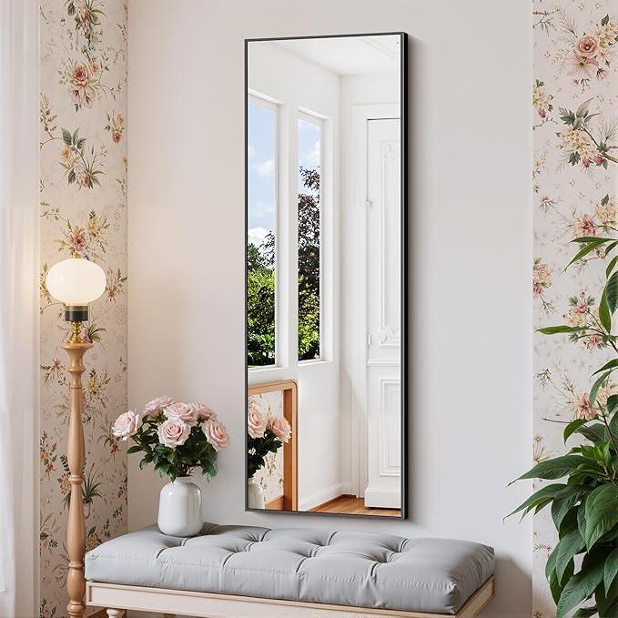 COFENY Black Bathroom Mirror for Wall, 16x48 Inch Rectangle Mirror with Metal Frame, Modern Vanity Mirrors for Bathroom Living Room, Entryway Hangs Horizontal or Vertical - ModernBath