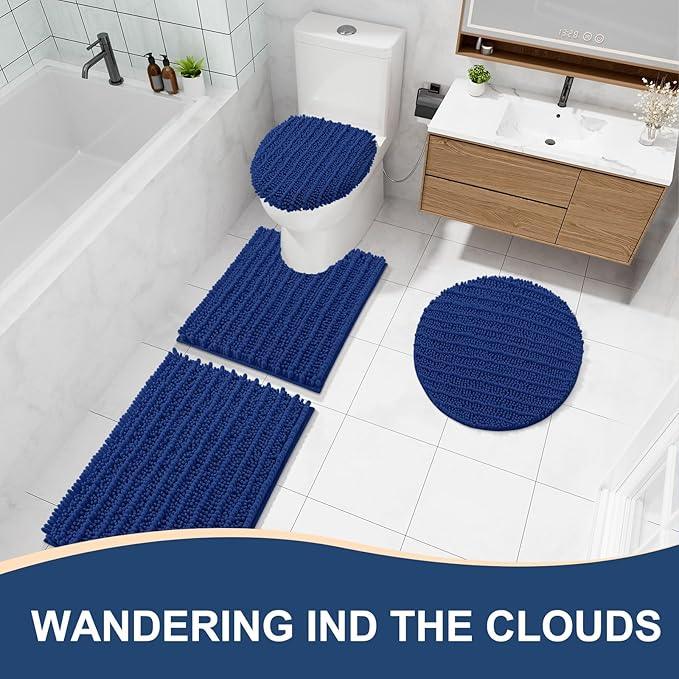 Arotive Luxury Chenille Bathroom Rug Mat, Extra Soft Thick Absorbent Shaggy Bath Rugs, Non-Slip Machine Wash Dry, Plush Bath Mats for Bathroom, Shower and Tub, 24x16, Royal Blue - ModernBath