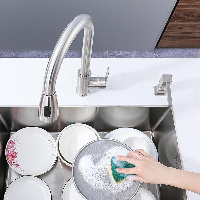 Sink Soap Dispenser for Kitchen Sink Brushed Nickel, All Brass Built-in and Refill from Top Design,Metal Hand Soap & Dish Soap Copper Pump - ModernBath