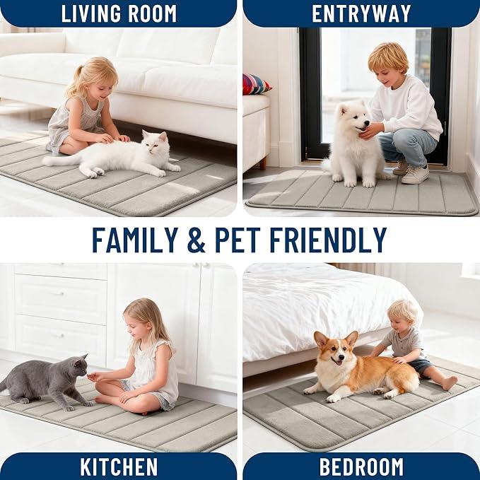 OLANLY Memory Foam Long Bathroom Rugs Runner 47x20, Super Soft Absorbent Bath Mat, Quick Dry, Machine Washable Shower Floor Rugs, Bathmat Carpet, Bathroom Home Decor Accessories, Warm Taupe - ModernBath