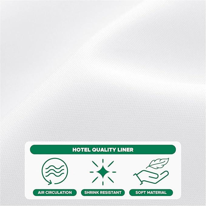 Biscaynebay Fabric Shower Curtain Short Stall Liners 72" W X 65" L, White Water Resistant Bathroom Curtains, Rust Resistant Grommets Top Weighted Bottom Machine Washable - ModernBath