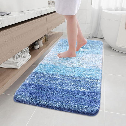 Arotive Microfiber Bathroom Rugs, Shaggy Soft and Absorbent Bath Rug, Non-Slip, Thick Plush Machine Washable Dry Bath Mats for Bathroom, Tub and Shower, 54x24, Light Royal Blue, Rectangular - ModernBath