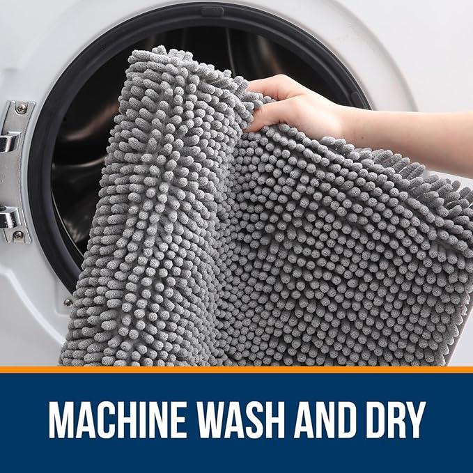 OLANLY Bathroom Rugs 47x32, Extra Soft Absorbent Chenille Bath Rugs, Rubber Backing Quick Dry, Machine Washable Bath Mats for Bathroom Floor, Tub and Shower, Home Decor Accessories, Grey - ModernBath