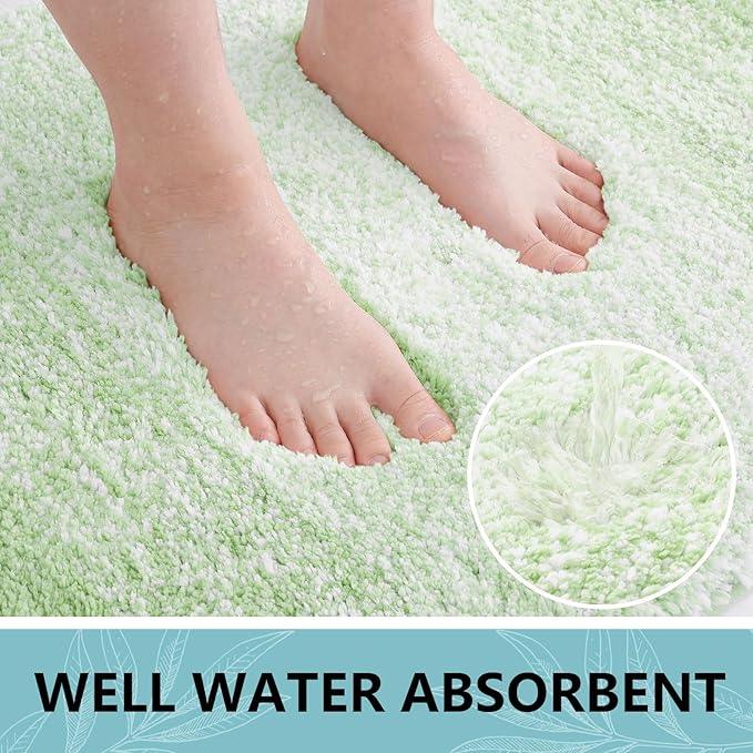 Arotive Microfiber Bathroom Rugs, Shaggy Soft and Absorbent Bath Rug, Non-Slip, Thick Plush Machine Washable Dry Bath Mats for Bathroom, Tub and Shower, 47x24, Sage Green, Rectangular - ModernBath