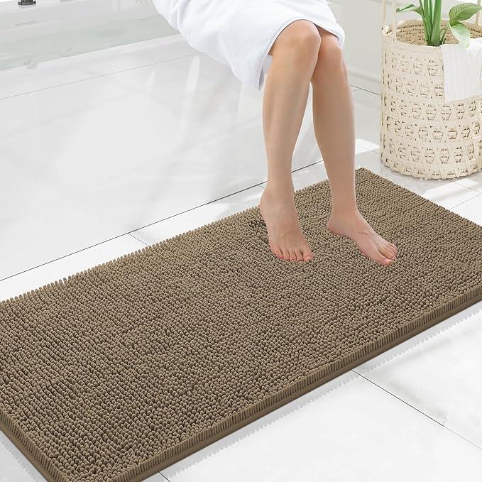Smiry Luxury Chenille Bathroom Rugs 47x20, Extra Soft and Absorbent Shaggy Bath Mat, Machine Washable, Non-Slip Plush Carpet Runner for Tub, Shower, and Floor, Home Decor Accessories, Camel - ModernBath