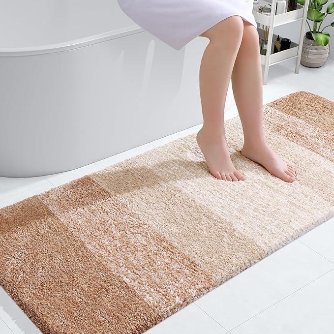 OLANLY Bathroom Runner Rugs 59x24, Extra Soft Absorbent Microfiber Bath Rugs, Rubber Backing, Quick Dry, Machine Washable Bath Mats for Bathroom Floor, Tub and Shower, Home Decor Accessories, Beige - ModernBath