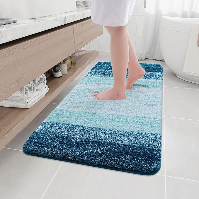 Arotive Microfiber Bathroom Rugs, Shaggy Soft and Absorbent Bath Rug, Non-Slip, Thick Plush Machine Washable Dry Bath Mats for Bathroom, Tub and Shower, 45x27, Peacock Blue, Rectangular - ModernBath