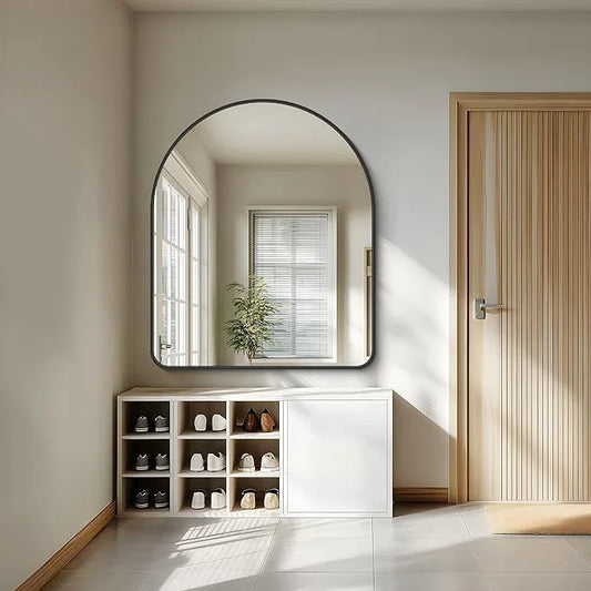 FORBATH Arched Wall Mirror 40"x48", Large Arch Bathroom Mirror Black Aluminum Wide Frame for Decor Dresser Mirror for Bedroom Living Room Entryway, Hanging or Leaning Against Wall - ModernBath