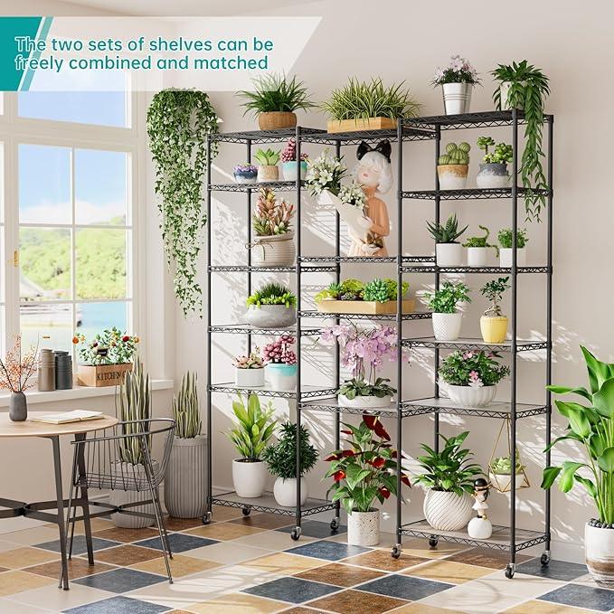SINGAYE Shelf Closet Wire Shelving：Adjustable Metal Unit for Laundry Room Organization Bathroom Kitchen Home Storage with Wheels Pantry Rack Shelves - ModernBath