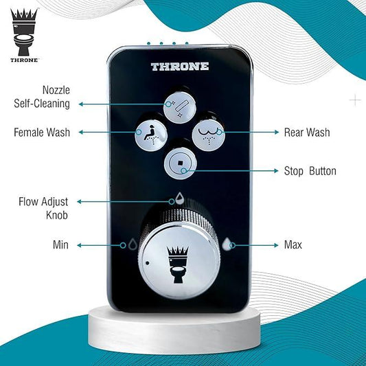 Throne Bidet Attachment - USA Patented - Non-Electric Self Cleaning Water Sprayer Toilet Bidet Seat Attachment, Double Nozzle (Frontal & Rear Wash), Easy Install (Black) - ModernBath