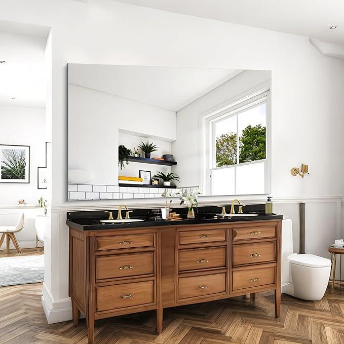 KOCUUY Large Frameless Mirror, 55x36 Inch Rectangle Bathroom Vanity Mirror for Over Sink, Upgraded Shatterproof Unframed Design for Bedroom, Living Room, Entryway - ModernBath