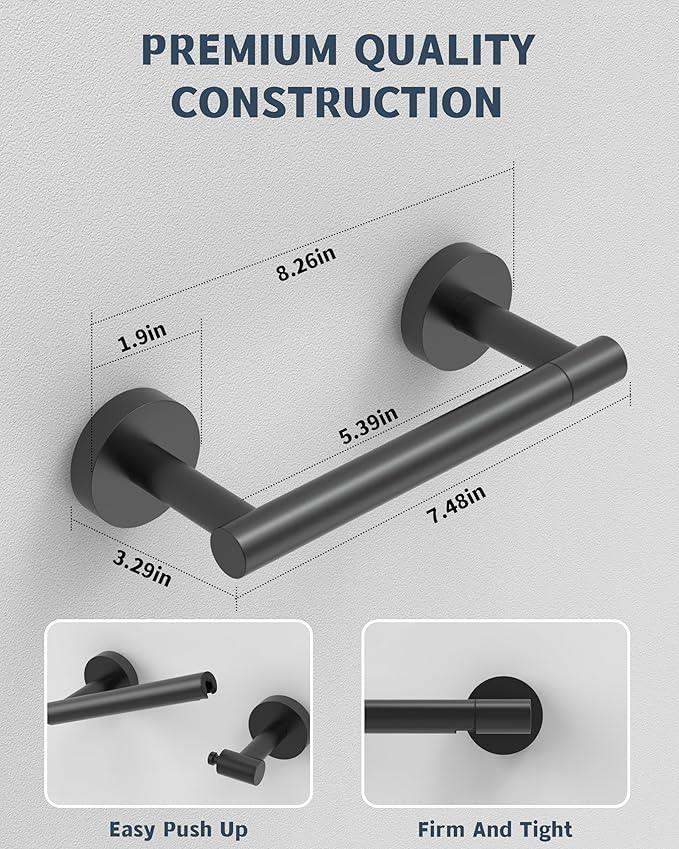 Matte Black Toilet Paper Holder SUS304 Stainless Steel Double Post Pivoting Toilet Paper Roll Holder Wall Mounted Toilet Tissue Holder for Commercial Bathroom RV - ModernBath