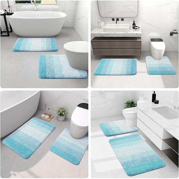 Arotive Microfiber Bathroom Rugs, Shaggy Soft and Absorbent Bath Rug, Non-Slip, Thick Plush Machine Washable Dry Bath Mats for Bathroom, Tub and Shower, 30x20, Sky Blue, Rectangular - ModernBath