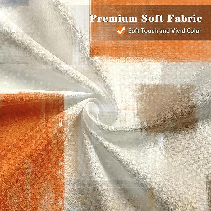 Culudea Beige Orange Painting Shower Curtain Set, Grey Contemporary Modern Bathroom Window Waterproof Shower Curtain Set for Bathroom Decor - ModernBath