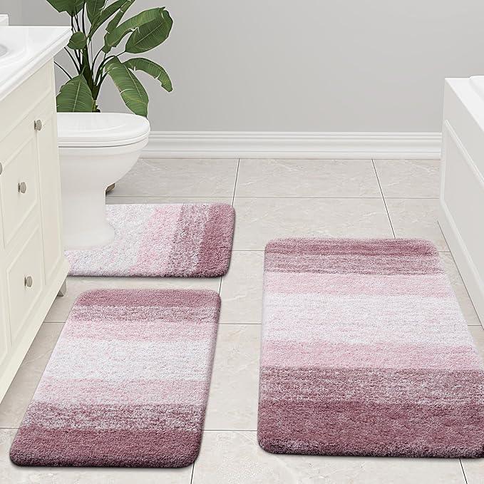 Arotive Microfiber Bathroom Rugs, Shaggy Soft and Absorbent Bath Rug, Non-Slip, Thick Plush Machine Washable Dry Bath Mats for Bathroom, Tub and Shower, 70x24, Mauve, Rectangular - ModernBath