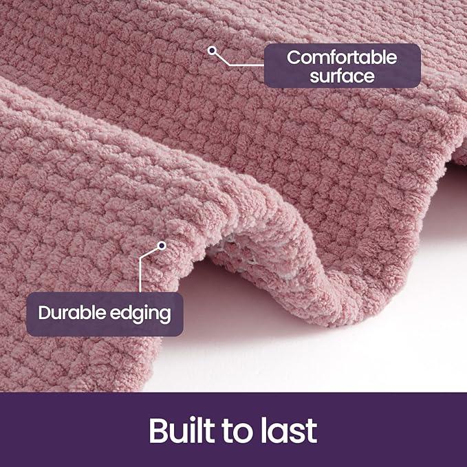 DEXI Bathroom Rugs 16x24, Non Slip Washable Bath Mat, Absorbent Chenille Bathmat, Ultra Soft Thick Carpet for Tub Shower Floor, Pink - ModernBath