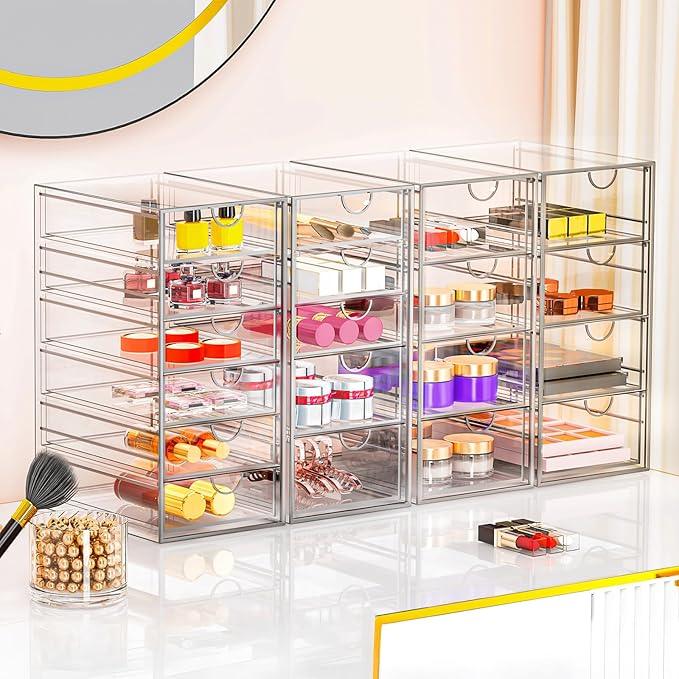 YFXCVSL Acrylic Makeup Organizer with 19 Drawers, 4 Pack Clear Storage Drawers, Bathroom Makeup Organizer for Palettes, Cosmetic, and Beauty Supplies,Ideal for Vanity, Cabinet,Desk Organization - ModernBath