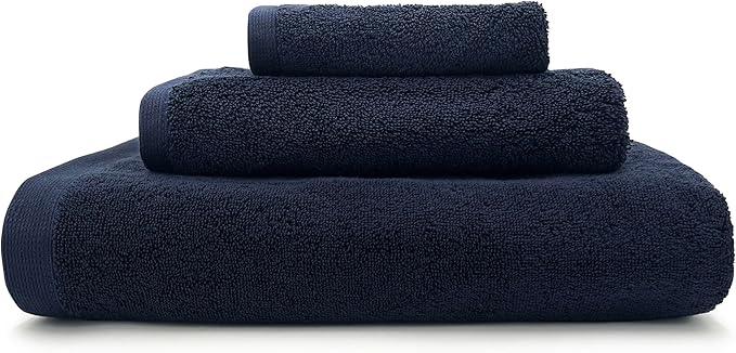 Lincoln & Palm 3 Piece Turkish Towels Set, Thick, Soft, Plush 700 GSM Spa & Hotel Quality, Silver Infused SILVERbac | Bath 58x30, Hand 30x16, Face Wash Cloth 13x13 (Navy, 3 Piece Towel Set) - ModernBath