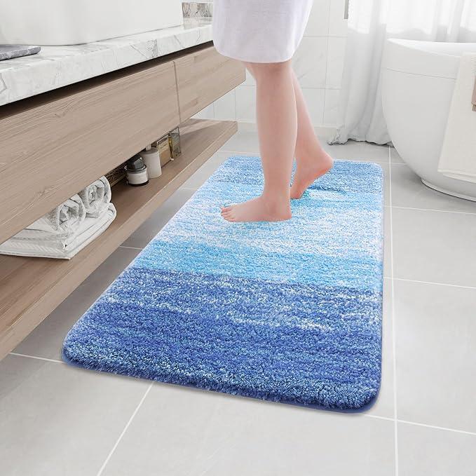 Arotive Microfiber Bathroom Rugs, Shaggy Soft and Absorbent Bath Rug, Non-Slip, Thick Plush Machine Washable Dry Bath Mats for Bathroom, Tub and Shower, 44x24, Light Royal Blue, Rectangular - ModernBath