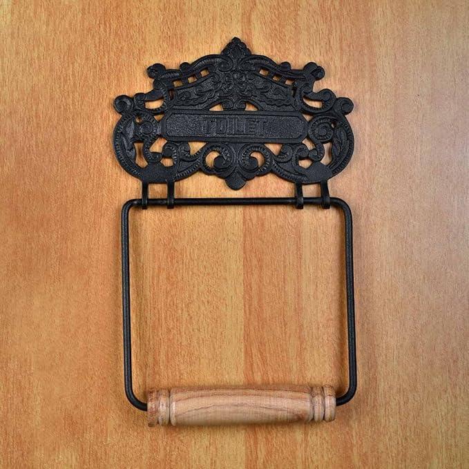 Renovators Supply Toilet Paper Holder - Antique Wall Mount Toilet Paper Holder - Sanitary Paper Holder - Vintage Bathroom Decor - Colonial Tissue Holder - Black, Princess Crown, Pack of 1 - ModernBath