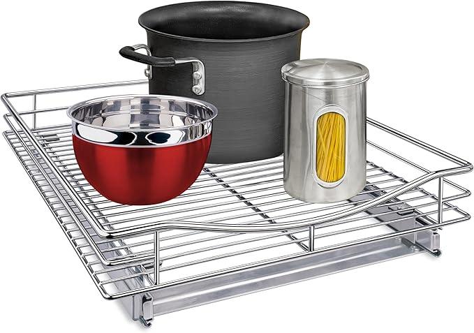 LYNK PROFESSIONAL® Pull Out Cabinet Organizer, 17" x 18" Slide Out Drawers for Kitchen Cabinets - Sliding Pull-Out Pantry Shelves – Home Shelf Organizers - Lifetime Ltd. Warranty, Chrome - ModernBath