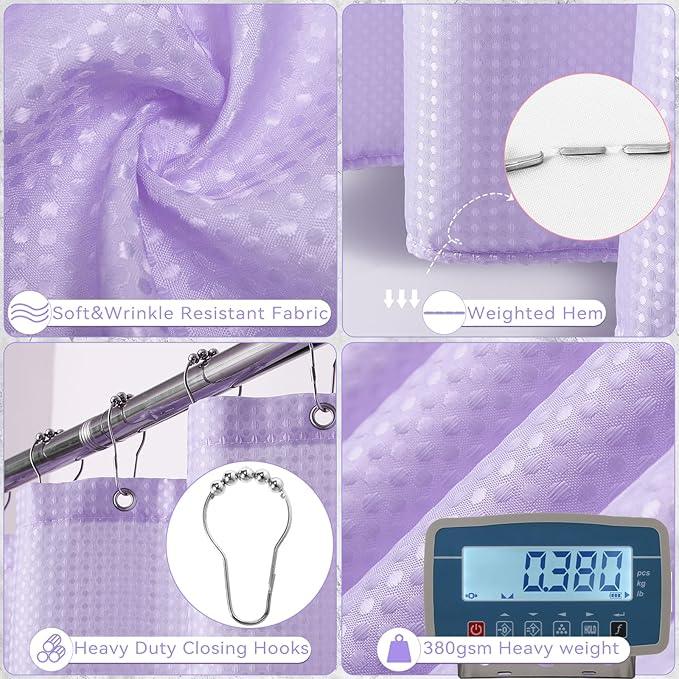 XLHOMO Purple Bathroom Set, Purple Bathroom Accessories Set with Shower Curtain, Bath Towel Set, Trash Can, 2PCS Soap Dispensers, Soap Dish, Toothbrush Holder and Cup,Toilet Brush for Bathroom Decor - ModernBath