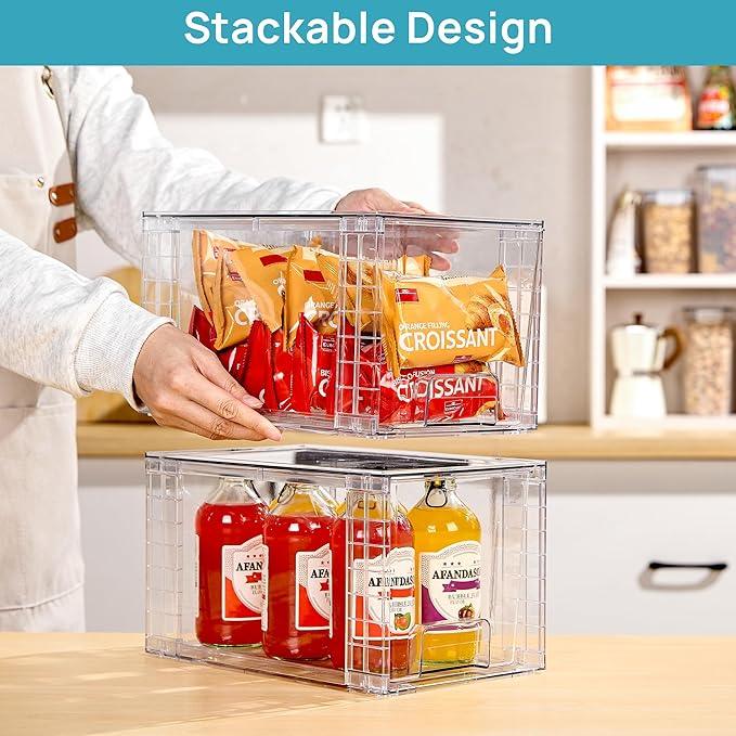 Vtopmart 8 Pack Large Stackable Storage Drawers,Clear Acrylic Drawer Organizers with Handles, Easily Assemble for Fridge, Bathroom,Kitchen Undersink,Cabinet,Pantry Organization and Storage - ModernBath