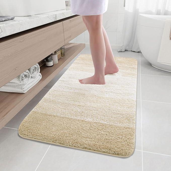 Arotive Microfiber Bathroom Rugs, Shaggy Soft and Absorbent Bath Rug, Non-Slip, Thick Plush Machine Washable Dry Bath Mats for Bathroom, Tub and Shower, 47x24, Light Beige, Rectangular - ModernBath