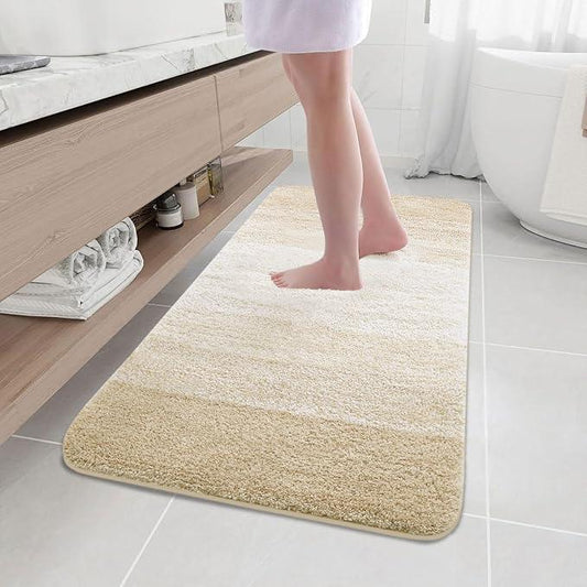 Arotive Microfiber Bathroom Rugs, Shaggy Soft and Absorbent Bath Rug, Non-Slip, Thick Plush Machine Washable Dry Bath Mats for Bathroom, Tub and Shower, 47x24, Light Beige, Rectangular - ModernBath