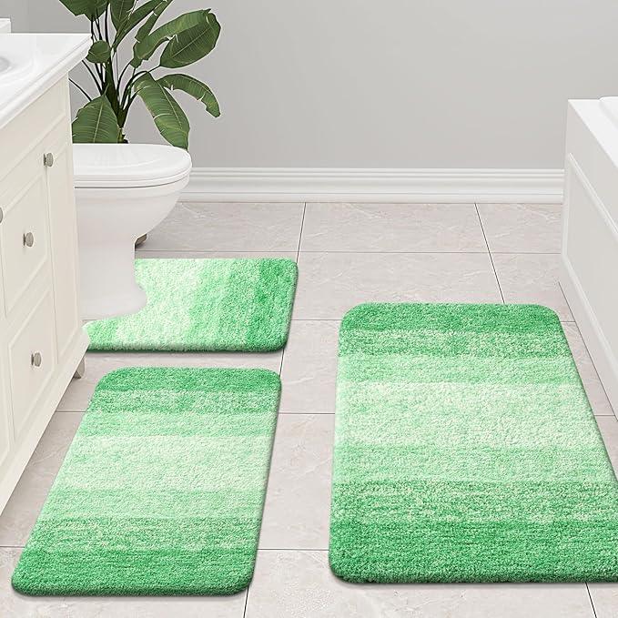 Arotive Microfiber Bathroom Rugs, Shaggy Soft and Absorbent Bath Rug, Non-Slip, Thick Plush Machine Washable Dry Bath Mats for Bathroom, Tub and Shower, 30x20, Green, Rectangular - ModernBath