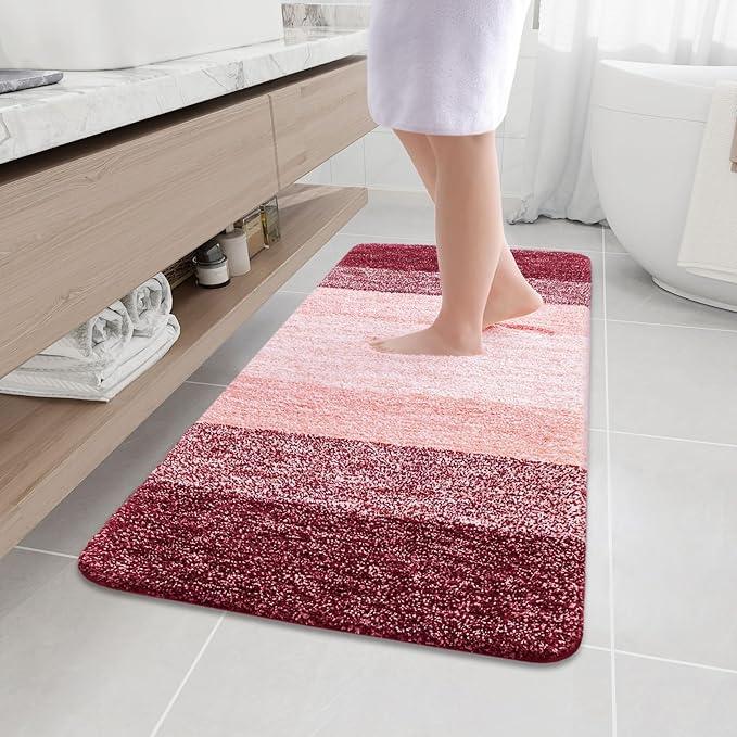 Arotive Microfiber Bathroom Rugs, Shaggy Soft and Absorbent Bath Rug, Non-Slip, Thick Plush Machine Washable Dry Bath Mats for Bathroom, Tub and Shower, 47x24, Burgundy, Rectangular - ModernBath