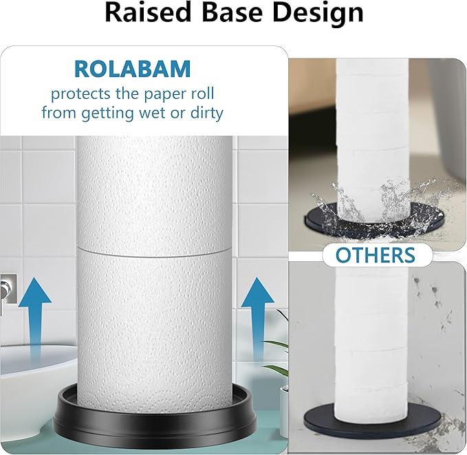 Toilet Paper Holder Stand with Reserve Function, Free Standing Toilet Paper Holder for Bathroom, Space Toilet 4 Rolls Toilet Paper Storage 22.5" Height (2 Pack, Matte Black) - ModernBath