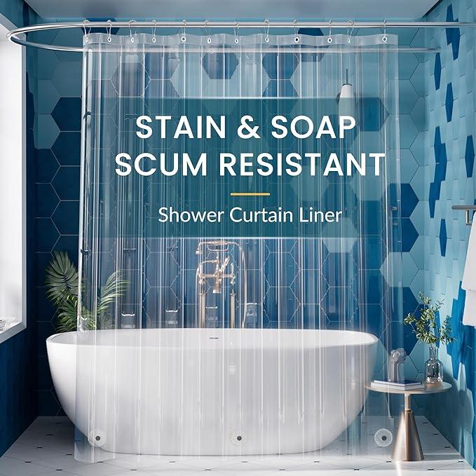 Titanker Clear Shower Curtain Liner Plastic Long Shower Liner 72 x 78 PEVA Lightweight Waterproof Shower Curtains for Bathroom with Magnets and Rustproof Grommets - ModernBath