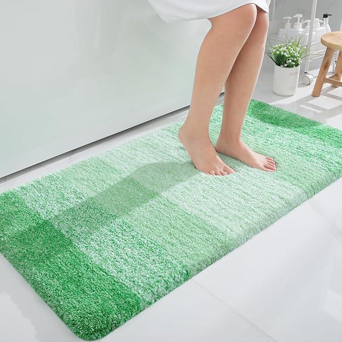OLANLY Bathroom Runner Rugs 44x24, Extra Soft Absorbent Microfiber Bath Rugs, Rubber Backing, Quick Dry, Machine Washable Bath Mats for Bathroom Floor, Tub and Shower, Home Decor Accessories, Green - ModernBath