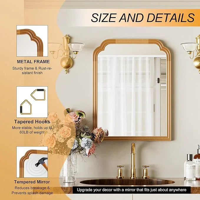 Ferytange Wood Frame Wall Mirror Decor for Small Bathroom Vanity Entryway, Living Room or Bedroom Home Decor - Light Woodgrain 18" x 24" Natural Color - ModernBath