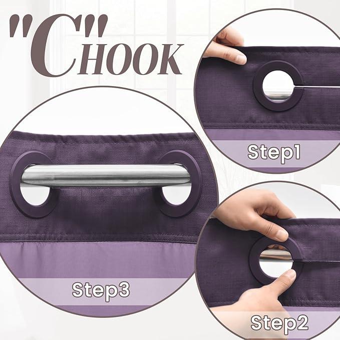 SORTTO No Hook Slub Textured Shower Curtain with Snap in Liner - Purple Fabric Outer Curtain & Waterproof Inner Liner, Hotel Style with See Through Top Window, 71x74 in - ModernBath