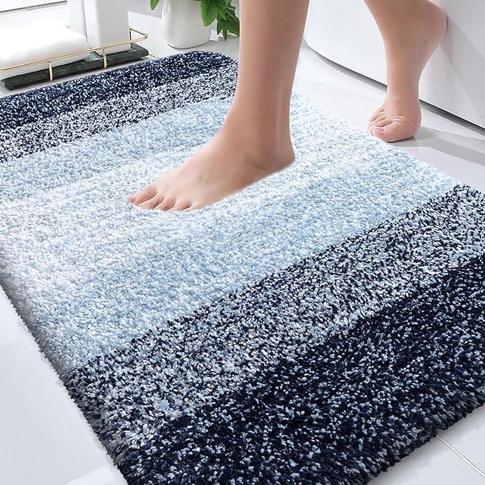 OLANLY Bathroom Rugs Mat 30x20, Extra Soft Absorbent Microfiber Bath Rugs, Rubber Backing, Quick Dry, Machine Washable Bath Mats for Bathroom Floor, Tub and Shower, Home Decor Accessories, Navy Blue - ModernBath