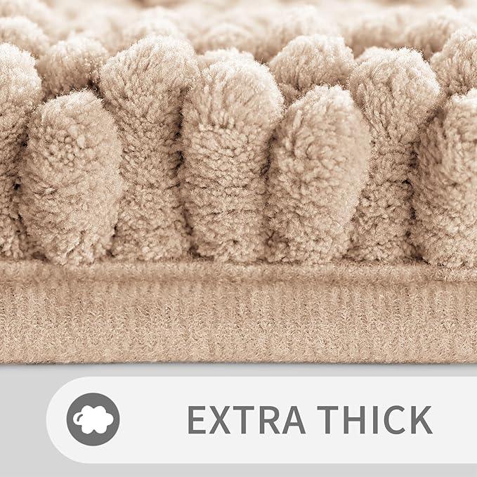 Yimobra Toilet Rugs U Shaped Washable 24 x 20, Non Slip and Super Absorbent Toilet Mat, Quick Dry, Ultra Luxury Microfiber Chenille Plush Fluffy Contour Bath Rugs for Toilet Base, Beige - ModernBath